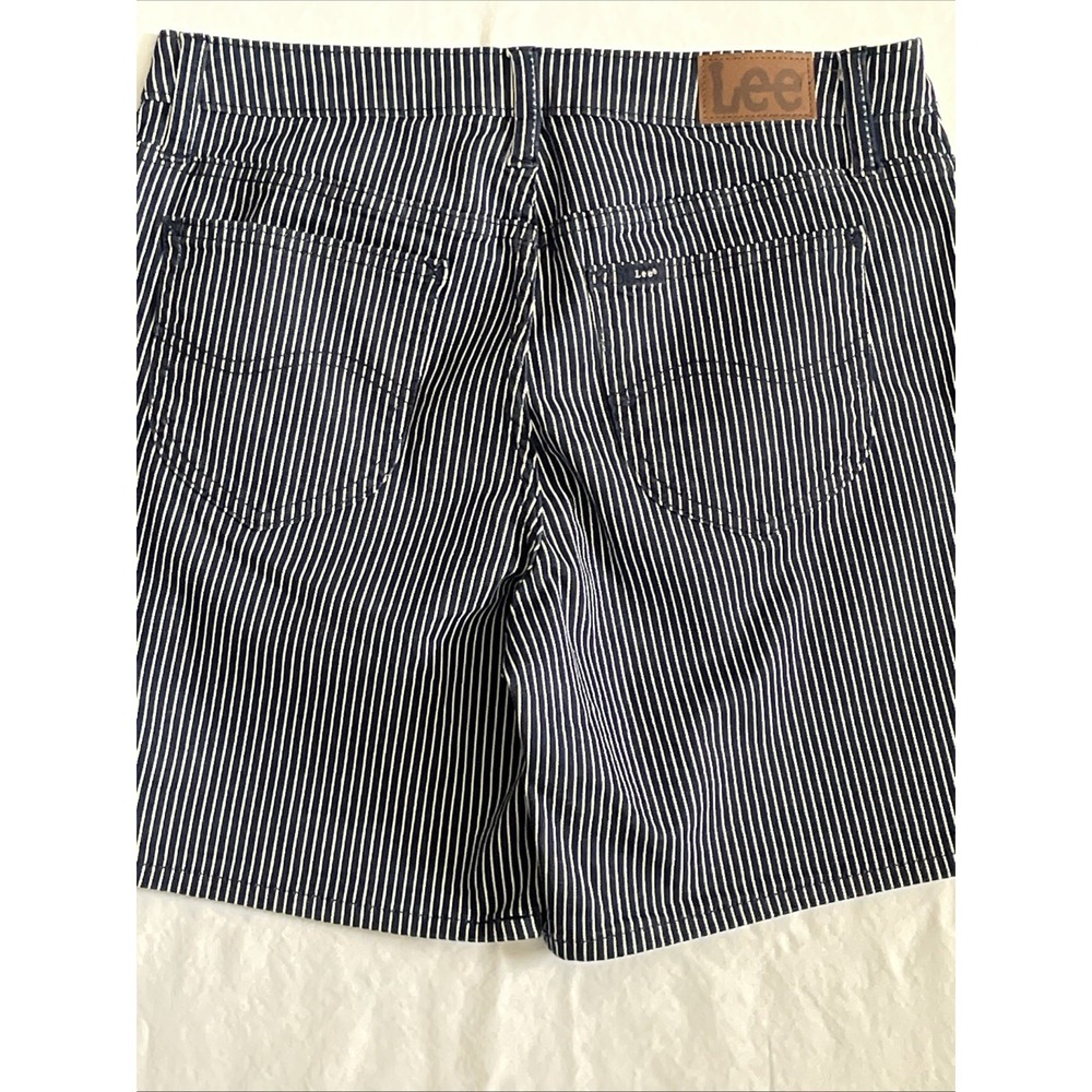 Womens Railroad Stripe Vintage Style Size 10 Shorts Mid Rise Reg Fit 7" Inseam - Picture 6 of 10